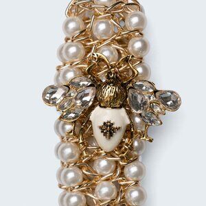 Glam Bumble Bee Stretchable Bracelet - Ivory